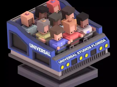 Universal Ride Vehicle Animated polyplanet Low-poly 3D model