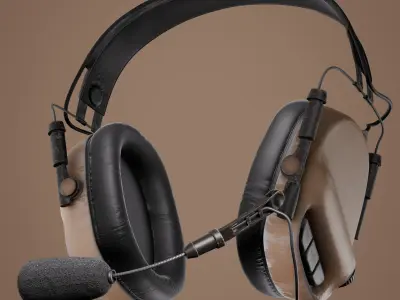Military Headset Low-poly 3D model