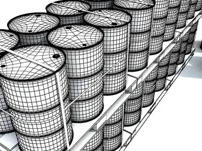 Radioactive Metal Drums and Pallet 3D model