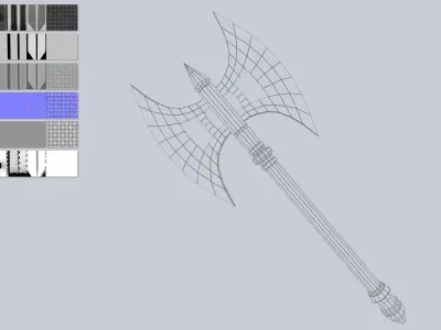 Fantasy axe Low-poly 3D model 8