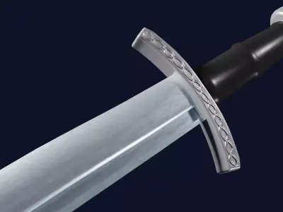 Falchion sword with Caroling handle Low-poly 3D model