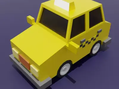 Low Poly Taxi Car 3D Model Stylized City Vehicle Game Asset Low-poly 3D model