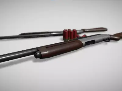 Ornate semi-auto shotgun Low-poly 3D model