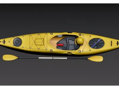 Yellow kayak 3D model