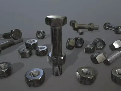 Bolts bolt and nut Low-poly 3D model 21