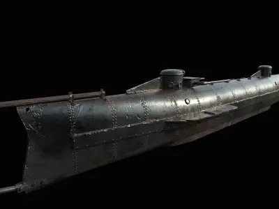 CSS Hunley  Low-poly 3D model