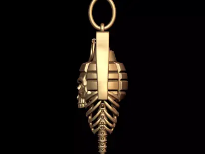 Skull Grenade Pendant 3D print model