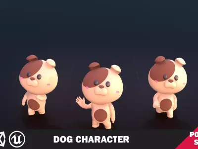 Funny Dog Character Low-poly 3D model
