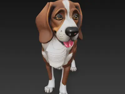 Dog Realistic 3D Model Basic - Low Poly Realistic Low-poly 3D model get