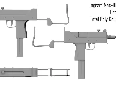 Rusted Ingram Mac-10 Low-poly 3D model