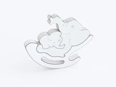 Wooden toy elephant 02 3D model