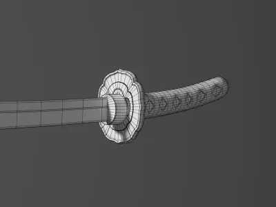 Katana samurai sword 3D model 6