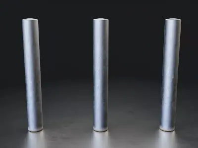Metallic Cylinder Bollard Set Low-poly 3D model