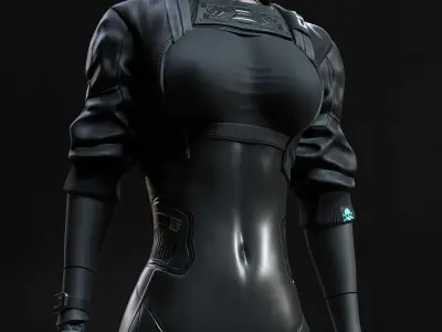 Cyberpunk Girl 3 - Game - Ready   Low-poly 3D model
