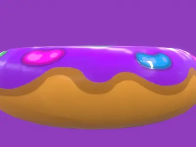 Stylized Violet Donut Pet Bed-Cartoon 3 D model-Dogs and Cats Free low-poly 3D model