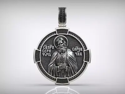 Saint Seraphim of Sarov Antique Relief Medallion 3D print model