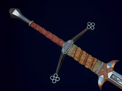 Fantasy Nordic Sword Low-poly 3D model