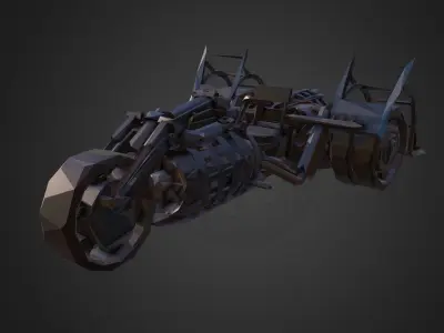 Low Polygon Art Steampunk Treble Bike Low-poly 3D model