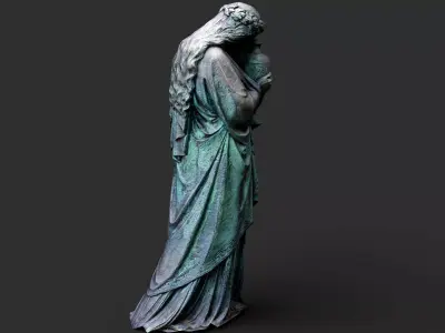 graveyard temple wall front part monument PBR photogrammetry Low-poly 3D model
