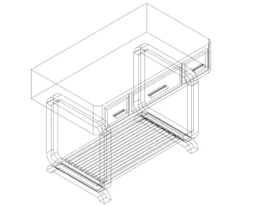 Antique Timber Drawer With Legging Carpentered Craft Malaysia 3D model
