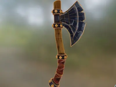 axe medieval Low-poly 3D model