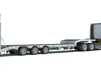 Lowboy Trailer with Semi Truck 3D model