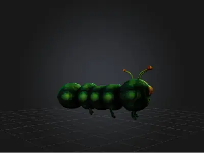 Voxel Caterpillar   Low-poly 3D model
