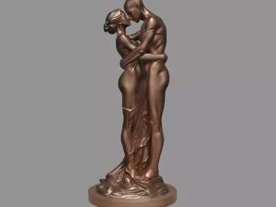 Bronze Embracing Couple Sculpture 3D model