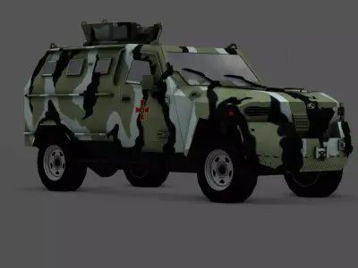  KRAZ Cougar 6x6 Heavy Military Truck Ukrainian Cargo Truck  Low-poly 3D model