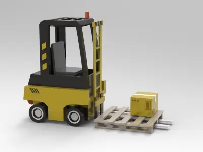 Industrial Forklifts Excavate  Free low-poly 3D model