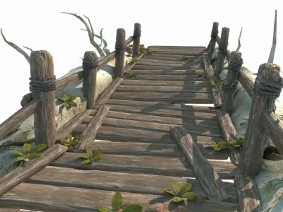 Jungle wooden bridge 3D model