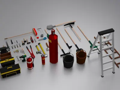 Tools Set Low-Poly 3D model