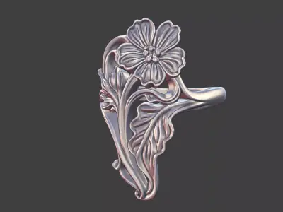 art nouveau floral ring v2 nature inspired 3D print model
