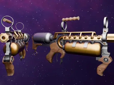 Stylized Guns Pack 34 Unique Game-Ready Weapons Models Low-poly 3D model