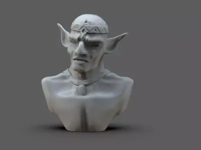 The Elf Bust 3D print model