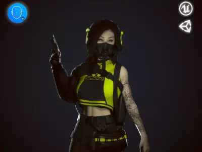 Cyberpunk Girl Low-poly 3D model purchase