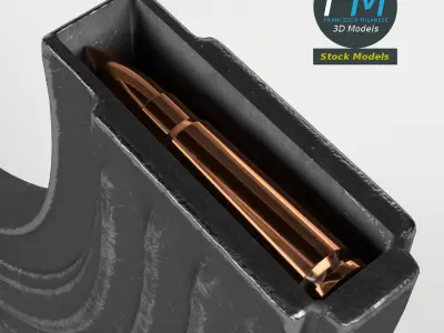 Rifle Steel Ammunition Magazine 3D model