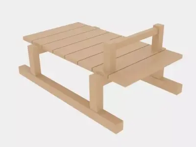  Simple Wood Sledge  Free low-poly 3D model