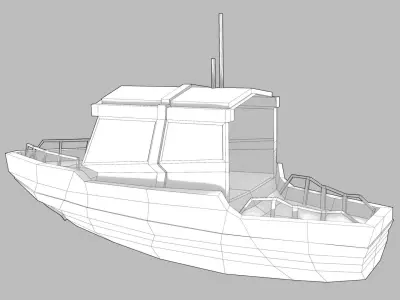 Realistic PBR low poly Cabin Cruiser Low-poly 3D model
