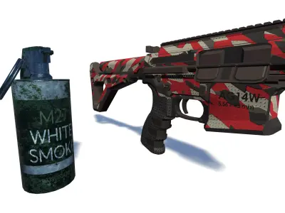 3D Weapon Grenade Pack Pistol with Camo Smoke Frag Flash bang Low-poly 3D model