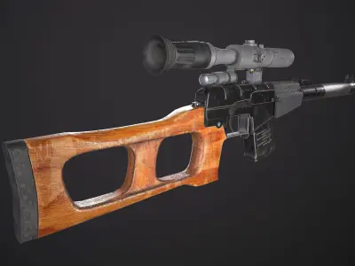 Russian  USSR sniper rifle VSS Vintorez Low-poly 3D model