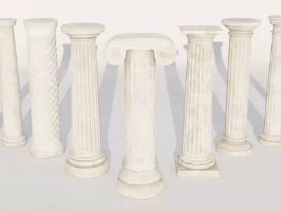 Old Columns High-Poly And Low-Poly Pack Low-poly 3D model
