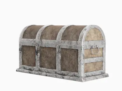 Wooden Treasure Chest Set Low-poly 3D model