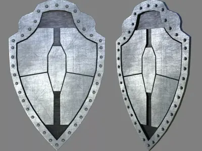 Metal Shield for games and animation Low-poly 3D model