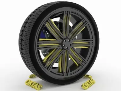 ORTAS CAR WHEEL RIM 96 GAME READY WHEEL RIM TIRE 3D model