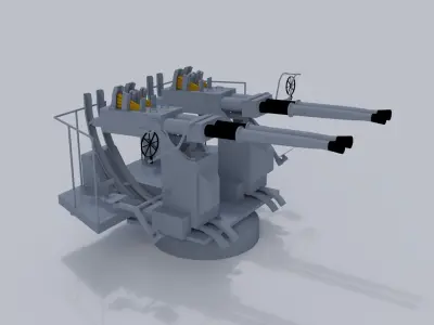 40mm Quad Anti-Aircraft Gun  3D model