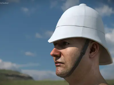 British Colonial Pith Helmet White 3D model