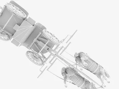 tachanka horse drawn carriage with gun Low-poly 3D model