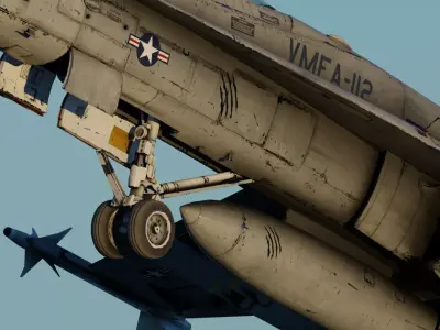 F-18 Hornet Fully-Rigged Animated Game Ready With Weapons Low-poly 3D model