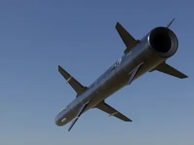 Missile 3D model flying in sky Low-poly 3D model purchase